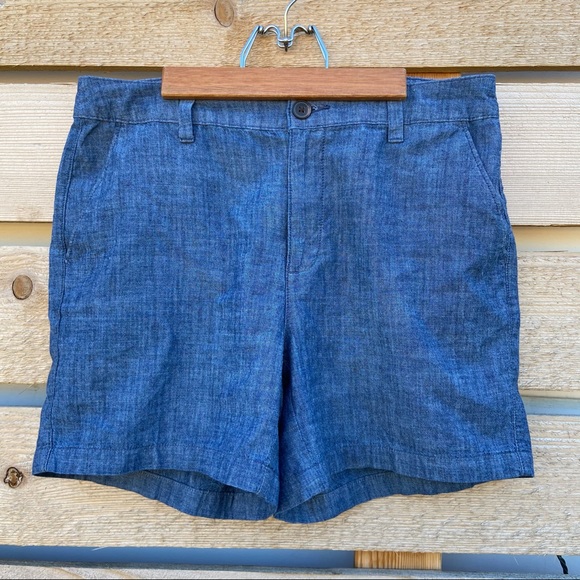 Chambray Cotton Blue High Rise Longline Shorts 🌿 - Picture 4 of 8